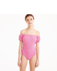 J.Crew Gingham Off The Shoulder One Piece Swimsuit