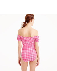 J.Crew Gingham Off The Shoulder One Piece Swimsuit