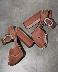 Prada Jeweled Velvet Block Heel Sandal