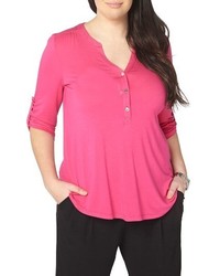Hot Pink Henley Shirt