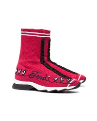 Fendi Red Black And White Rockoko Sneakers