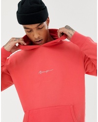 Mennace Oversized Hoodie In Red With Script Logo