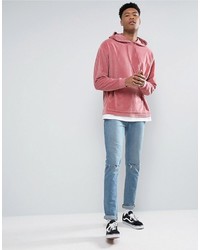 Asos Tall Oversized Velour Hoodie With T Shirt Hem