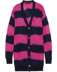 Versace Oversized Striped Textured Knit Cardigan