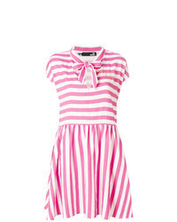 Hot Pink Horizontal Striped Casual Dress