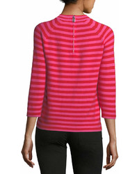 Marc Jacobs Mock Neck Elbow Sleeve Striped Sweater