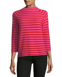 Marc Jacobs Mock Neck Elbow Sleeve Striped Sweater