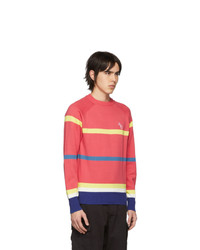 Aimé Leon Dore Pink Striped Monogram Crewneck Sweater
