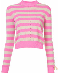 Fendi Striped Perforated Patterned Sweater
