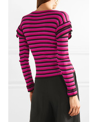 Philosophy di Lorenzo Serafini Tiered Striped Ribbed Cotton Sweater