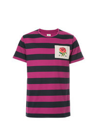Hot Pink Horizontal Striped Crew-neck T-shirt
