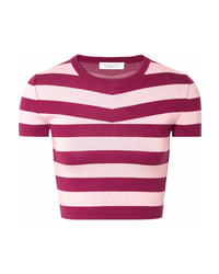 Hot Pink Horizontal Striped Cropped Top