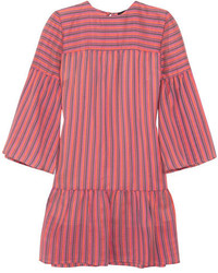 Vanessa Seward Danaide Striped Silk Jacquard Mini Dress Pink