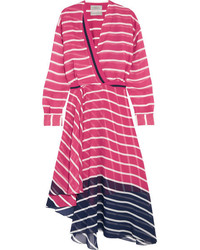 Preen by Thornton Bregazzi Flintoff Striped Silk Chiffon Dress Pink