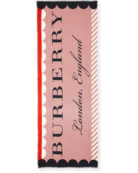 Burberry Lightweight Patterned Logo Scarf Light Pink