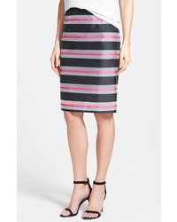 Hot Pink Horizontal Striped Pencil Skirt
