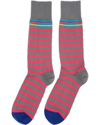 Paul Smith Pink And Grey Two Stripe Socks