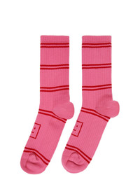 Acne Studios Pink Motif Jacquard Striped Socks