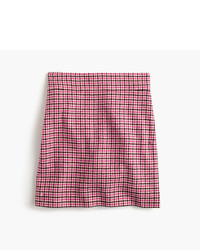 Hot Pink Houndstooth Mini Skirt