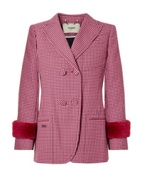 Hot Pink Houndstooth Wool Blazer
