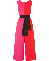Isa Arfen Color Block Stretch Cotton Poplin Jumpsuit Pink