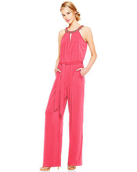 Vince Camuto Coral Halter Style Beaded Neck Jumpsuit