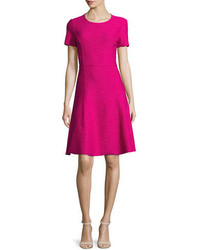 St. John Collection Catalina Knit Short Sleeve Dress Orchid
