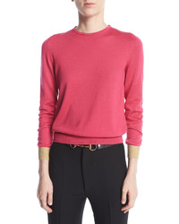 Gucci Cashmere Silk Knit Top With Detachable Collar Pink