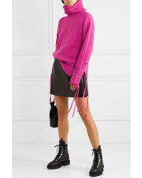 McQ Alexander McQueen Lace Up Wool And Cashmere Blend Turtleneck Sweater