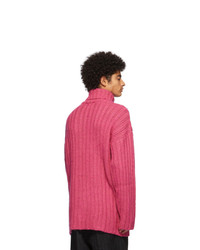 Our Legacy Pink Wool Large Rib Turtleneck