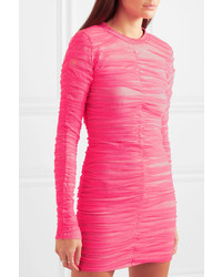 House of Holland Ruched Tulle And Stretch Cotton Jersey Mini Dress