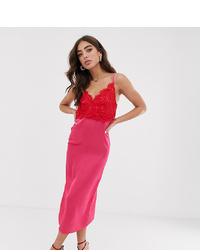 Never Fully Dressed Satin Cami Dress With Lace Bust Detail In Pink