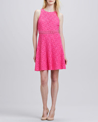 Hot Pink Lace Casual Dress