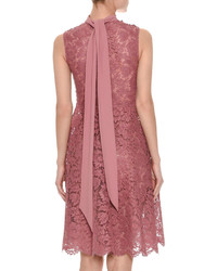 Valentino Sleeveless Heavy Lace Dress Wscarf Tie