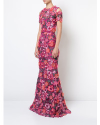 Marchesa Notte 3d Lace Gown
