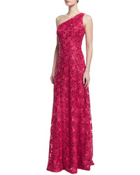 David Meister One Shoulder Lace A Line Gown