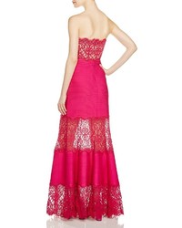 Tadashi Shoji Strapless Lace Pintucked Gown 100% Bloomingdales