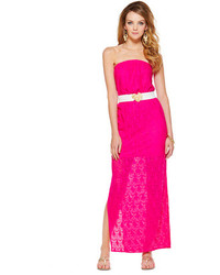 Hot Pink Lace Maxi Dress