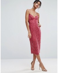 Asos Lace Cami Midi Dress With Strappy Back