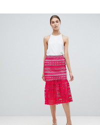 Asos Tall Premium Occasion Lace Pep Hem Midi Skirt Co Ord