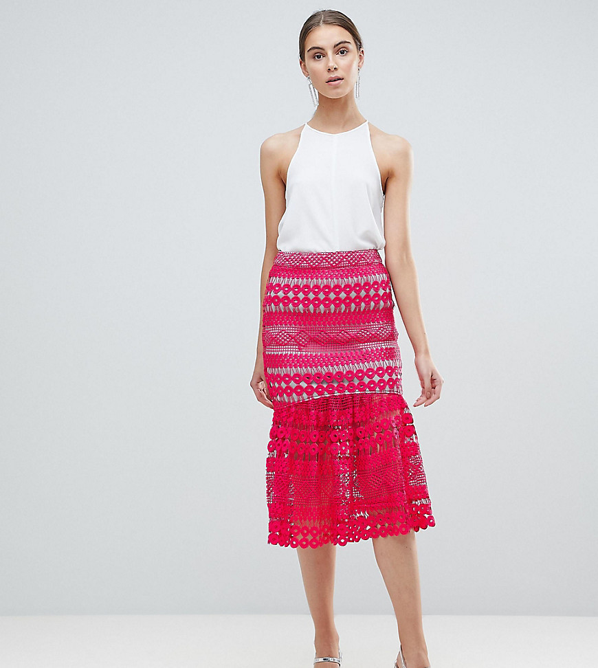 Asos Tall Premium Occasion Lace Pep Hem Midi Skirt Co Ord, $14 | Asos ...