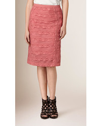 Burberry Tiered Lace Pencil Skirt