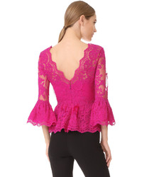 Marchesa Peplum Top With Plunging V Neck