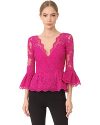 Marchesa Peplum Top With Plunging V Neck