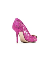 Dolce & Gabbana Pink Belucci 90 Lace Pumps With Crystals