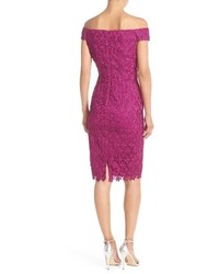 Adrianna Papell Off The Shoulder Lace Sheath Dress