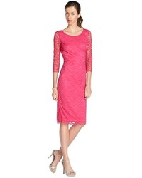 Hayden Pink Stretch Lace Overlay 34 Sleeve Dress