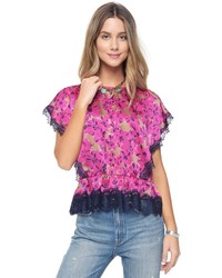 Juicy Couture Alexandria Floral Top With Lace