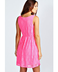 Boohoo Alexis Neon Lace Skater Dress