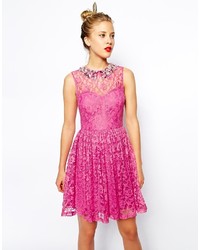 Asos Collection Beaded Collar Lace Skater Dress